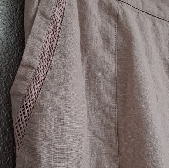 Symple NYC Beige 100% Linen Cropped Pants - Picture 8 of 10